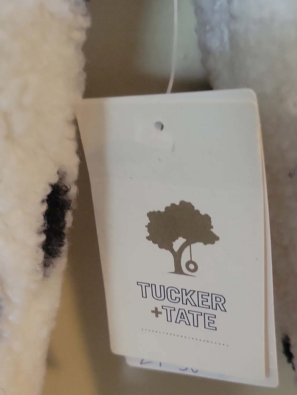 Tucker + Tate White Plush Hooded Jacket with Black Polka Dots